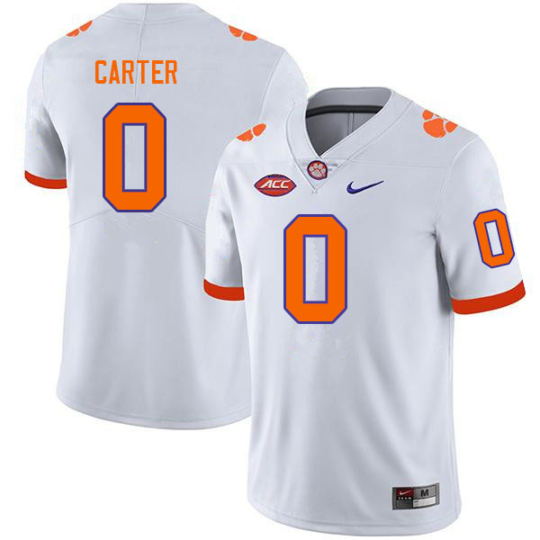 Men #0 Barrett Carter Clemson Tigers College Football Jerseys Sale-White - Click Image to Close